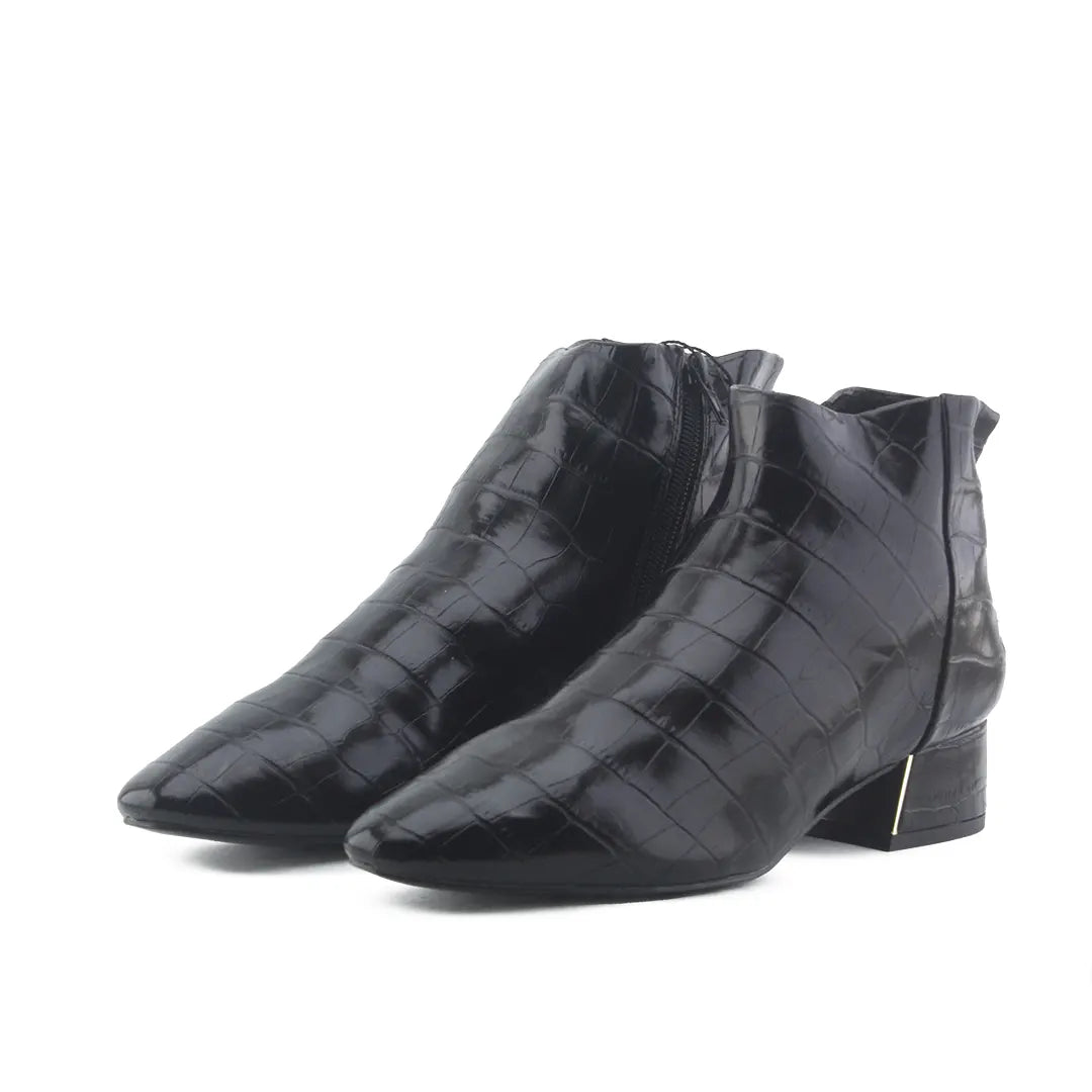 Mango Zipper Patent Ankle Boot