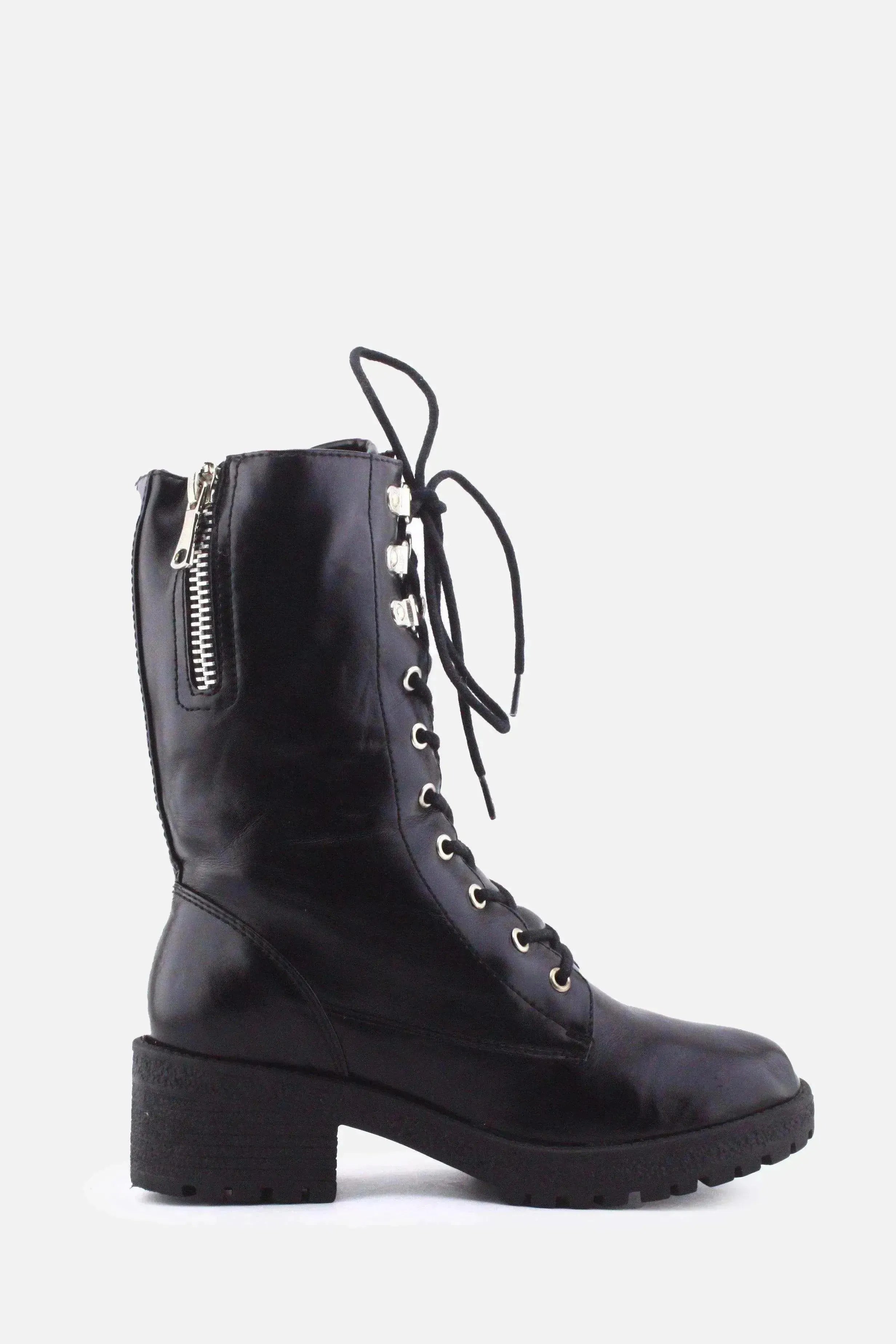 European Brand Zipper Laces Combat Boots | 100% Authentic Leather - sundaybazar