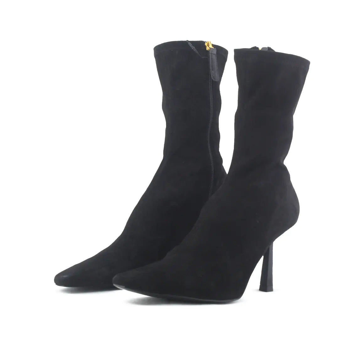 Zara Zipper Suede Ankle Boot