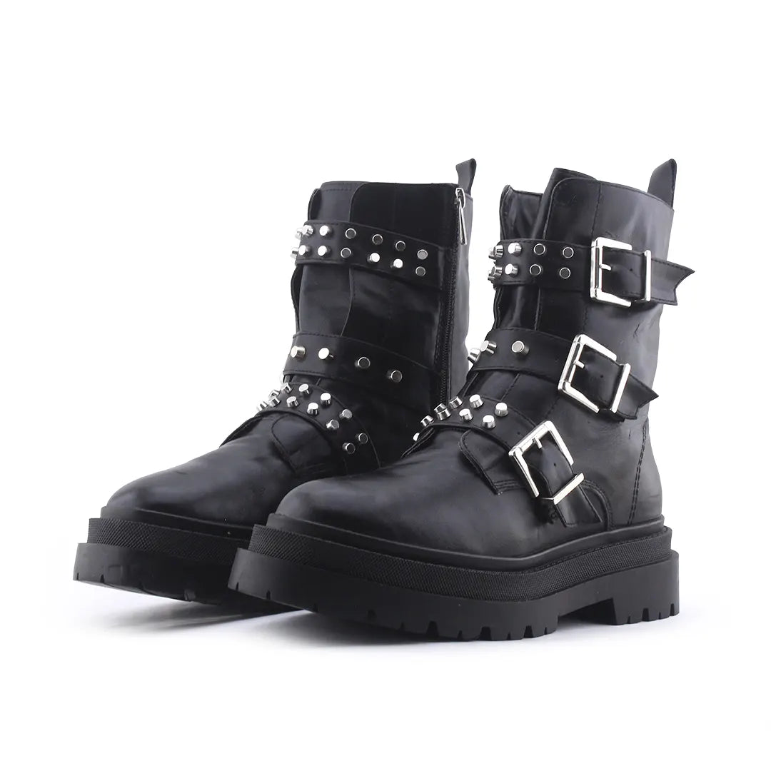 Stradivarius Zipper Buckle Strap Ankle Boot | 100% Authentic Leather