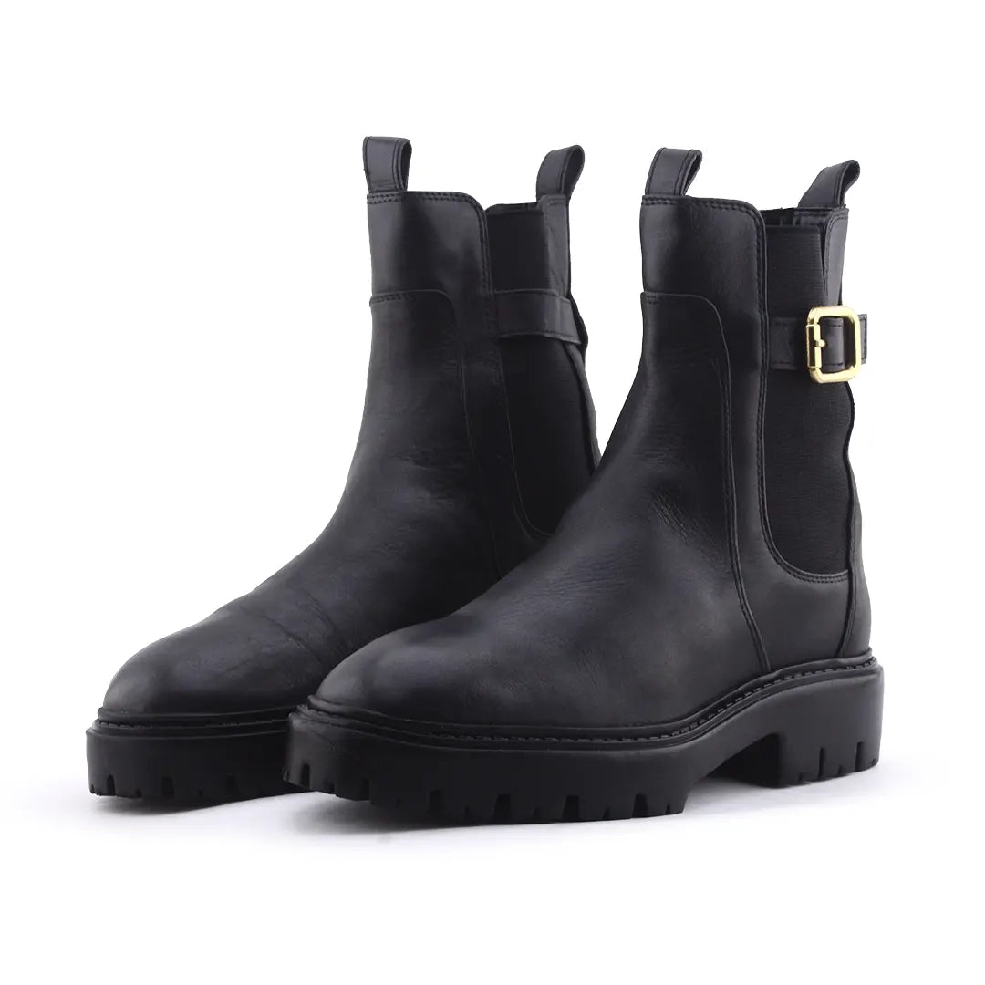 Zara Stretchable Buckle Strap Ankle Boot | 100% Authentic Leather
