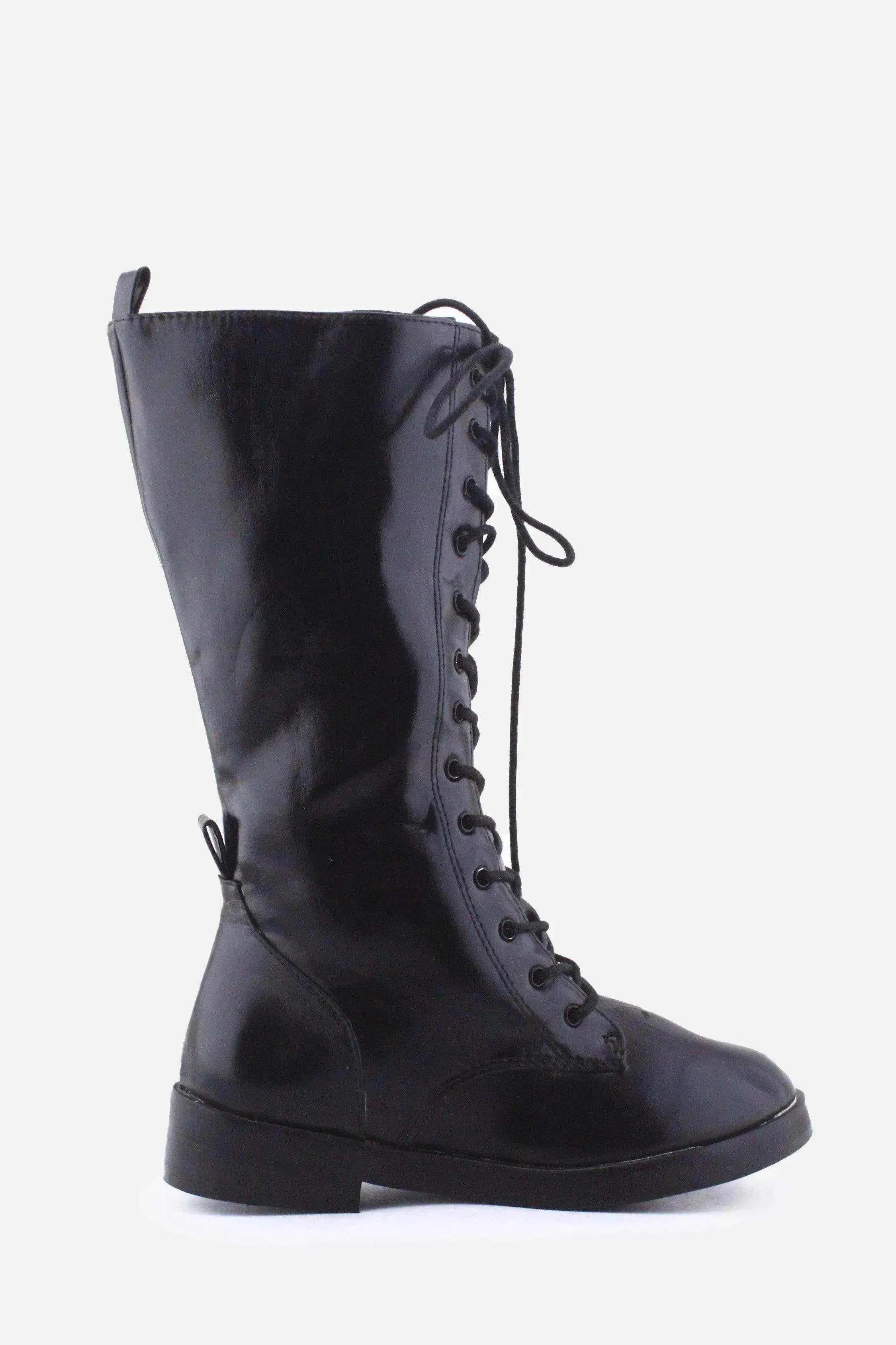 Zara Zipper Laces Combat Boots | 100% Authentic Leather - sundaybazar