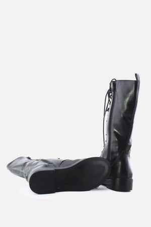 Zara Zipper Laces Combat Boots | 100% Authentic Leather - sundaybazar