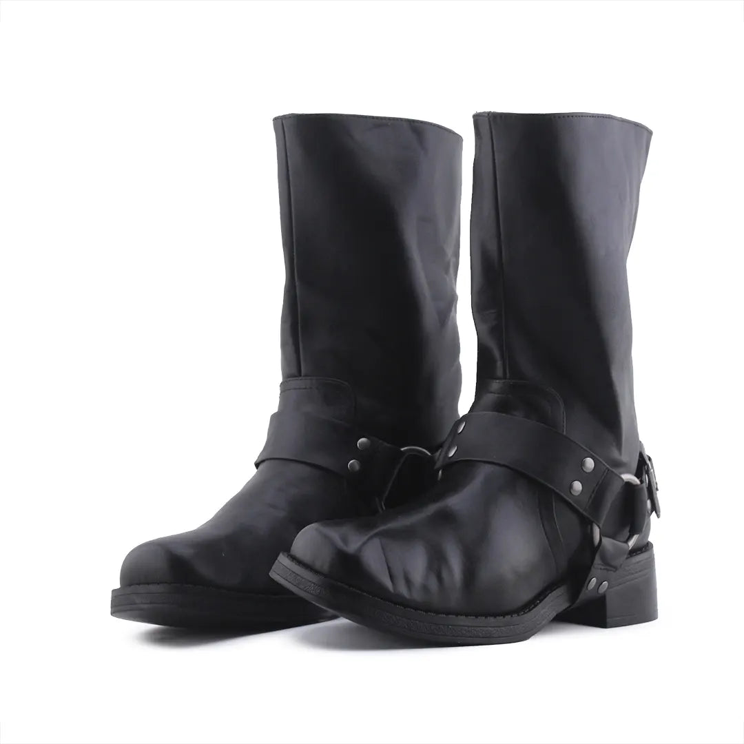 Pull & Bear Buckle Strap Ankle Boot | 100% Authentic Leather