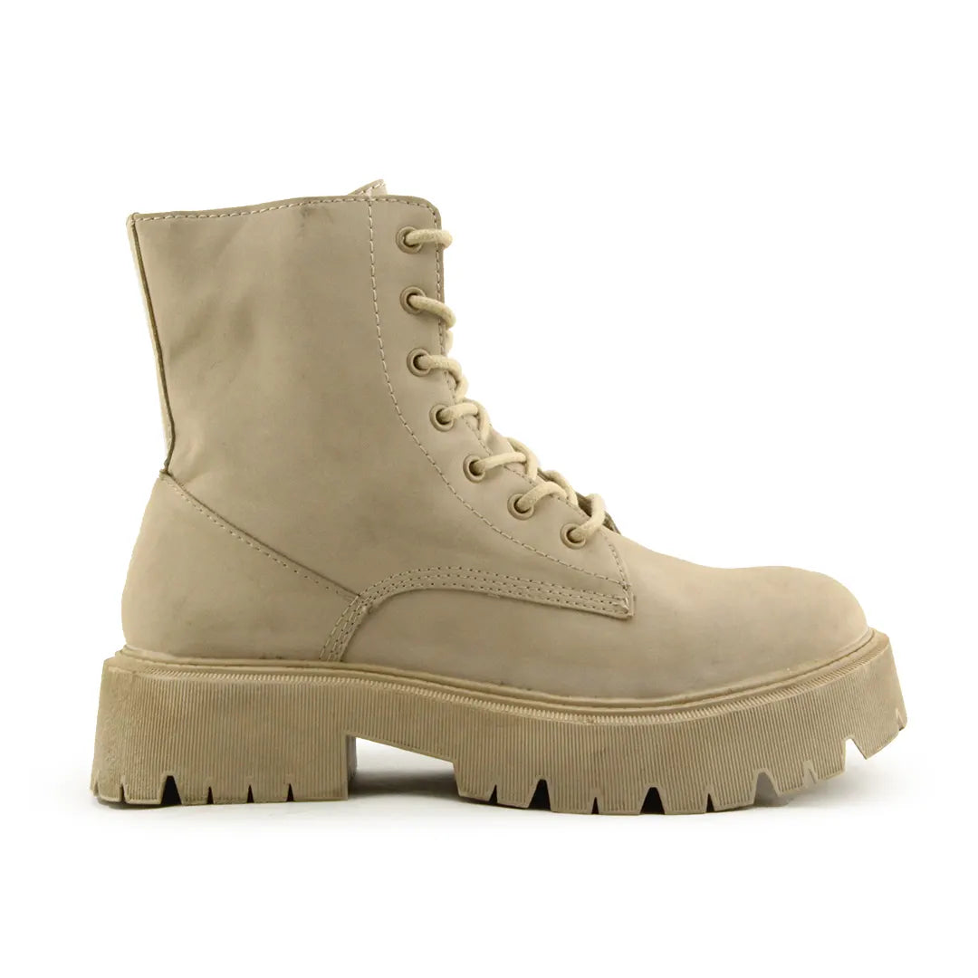 Bershka Zipper Lace Up Ankle Boot | 100% Authentic Leather