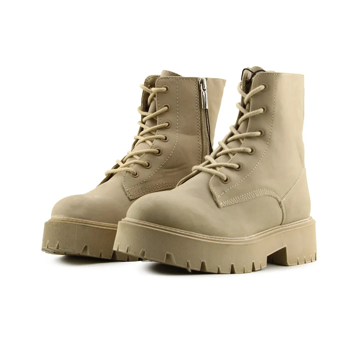 Bershka Zipper Lace Up Ankle Boot | 100% Authentic Leather