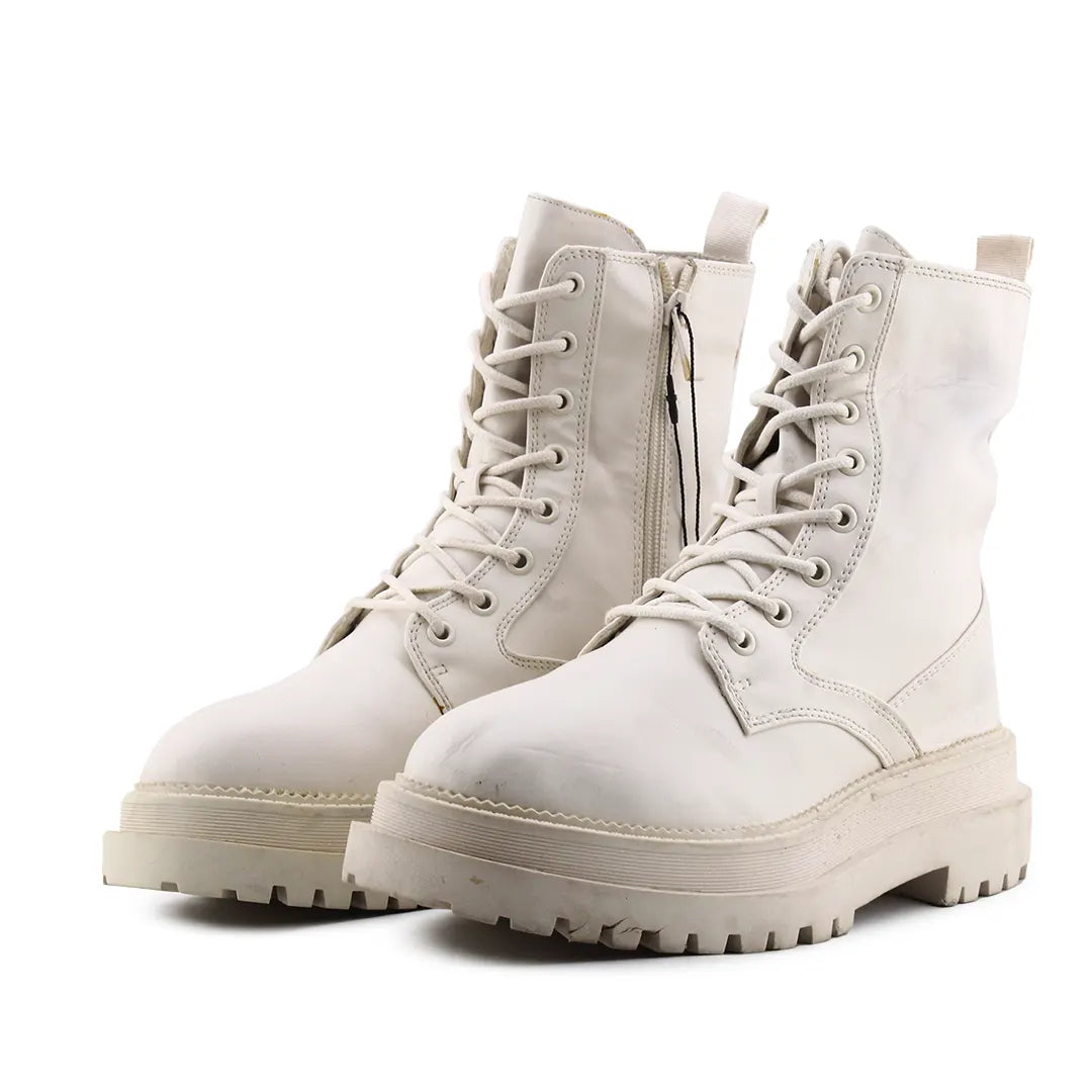 Stradivarius Zipper Lace Up Ankle Boot | 100% Authentic Leather