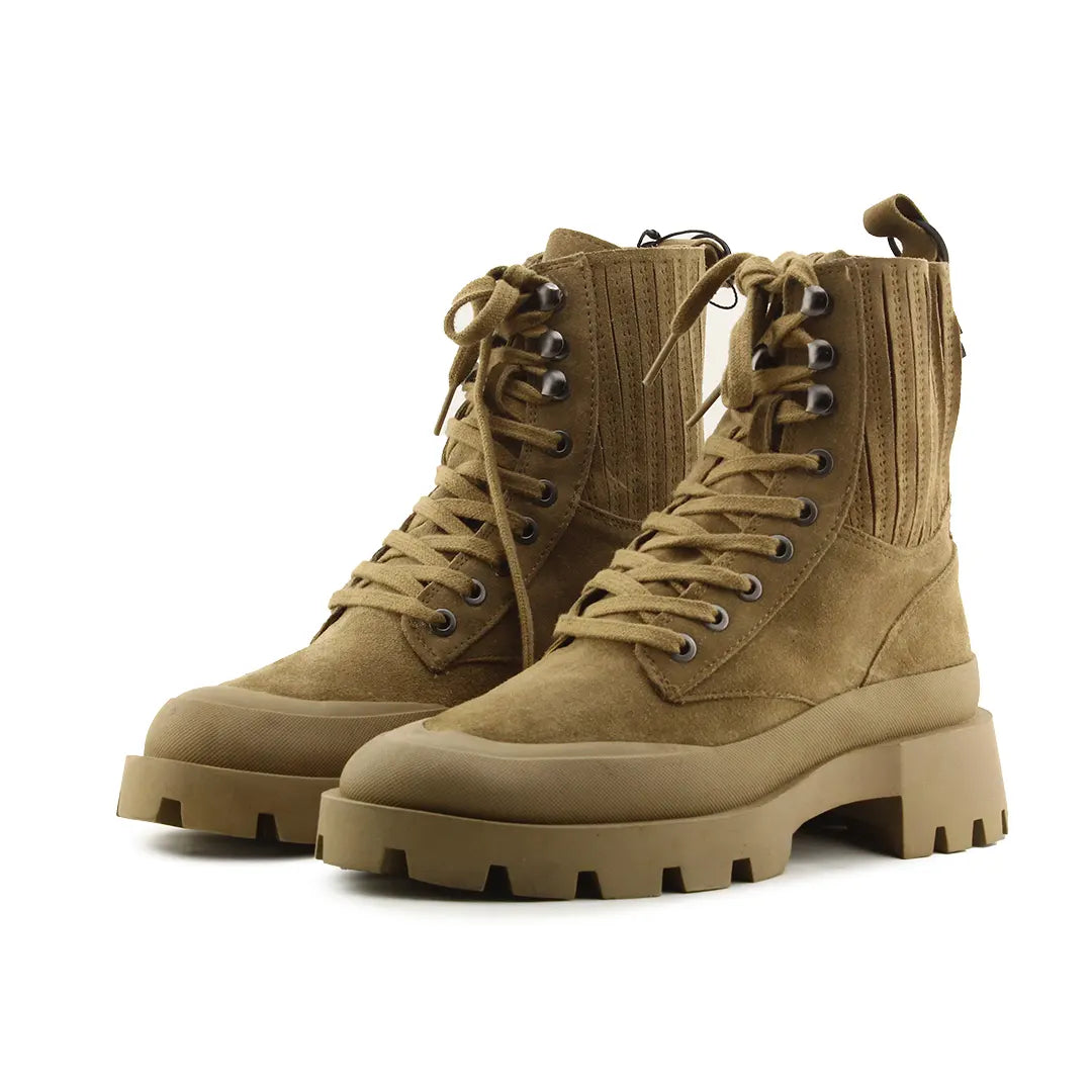 Zara Stretchable Lace Up Suede Ankle Boot