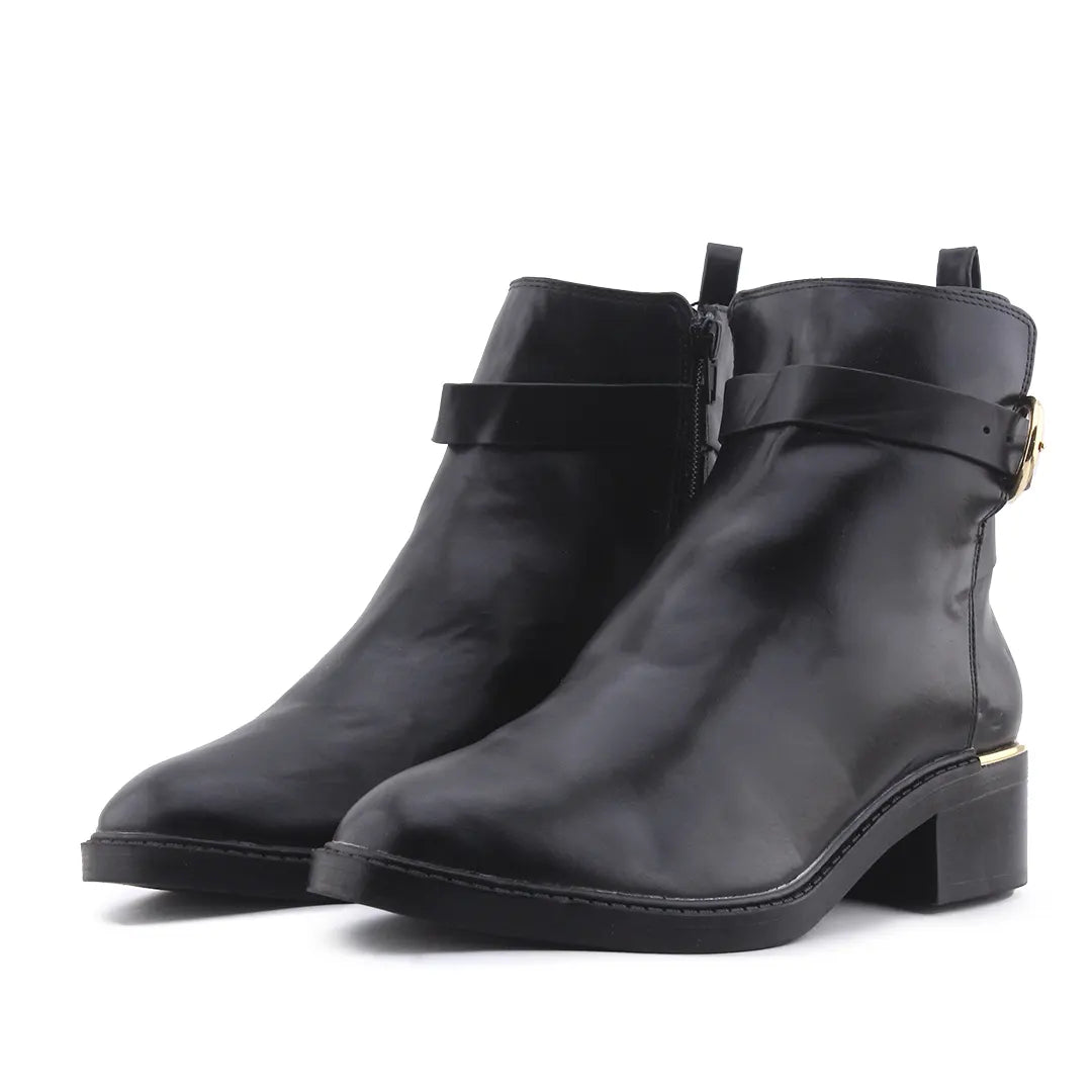 Lefties Zipper Buckle Strap Ankle Boot | 100% Authentic Leather