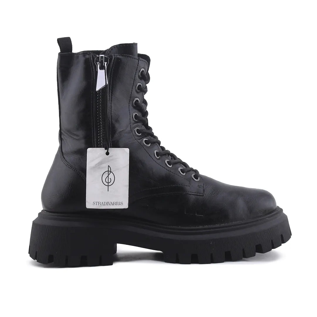 Stradivarius Zipper Lace Up Ankle Boot | 100% Authentic Leather