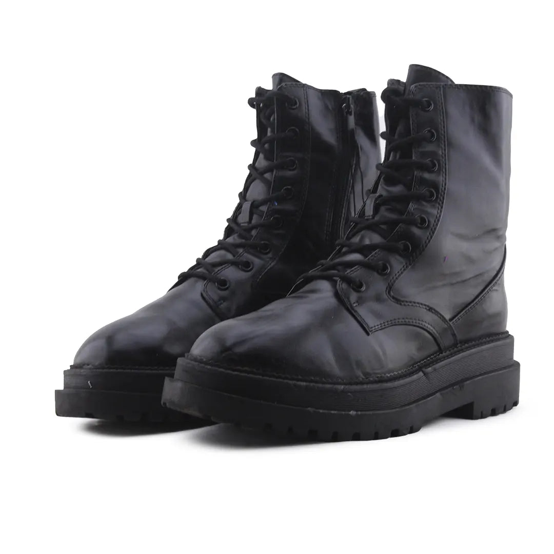 Stradivarius Zipper Lace Up Ankle Boot | 100% Authentic Leather