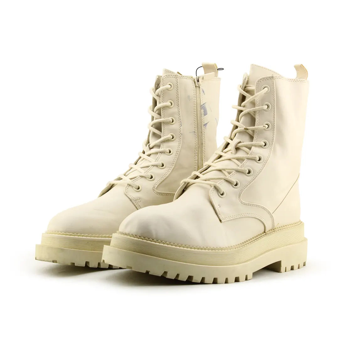 Stradivarius Zipper Lace up Ankle Boot | 100% Authentic Leather