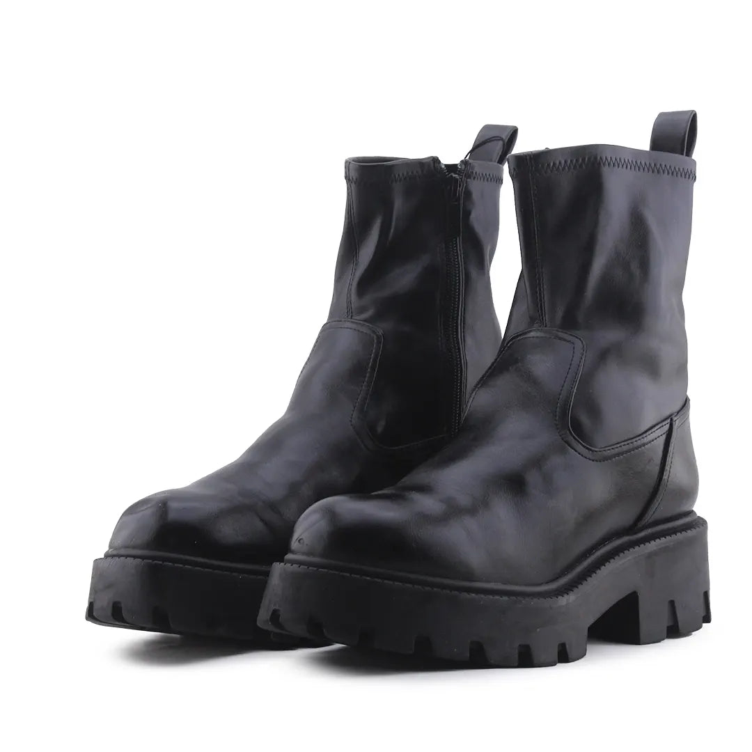 Pull & Bear Zipper Ankle Boot | 100% Authentic Leather