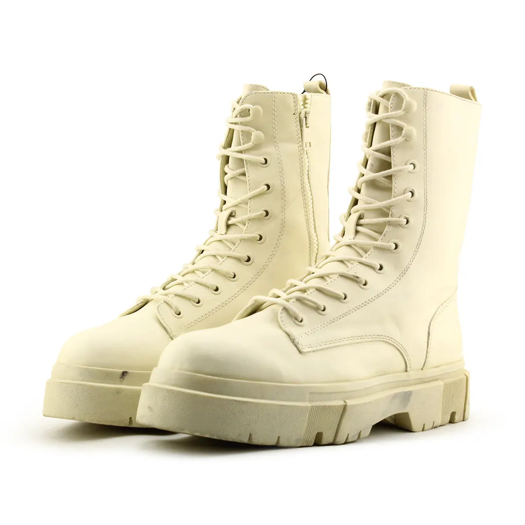 Bershka Zipper Lace Up Ankle Boot | 100% Authentic Leather