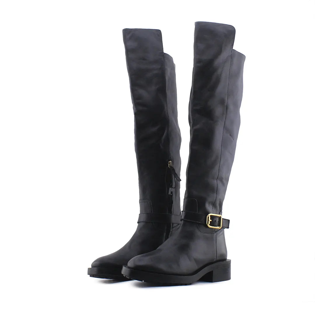 Zara Zipper Buckle Strap Over The Knee Boot | 100% Authentic Leather