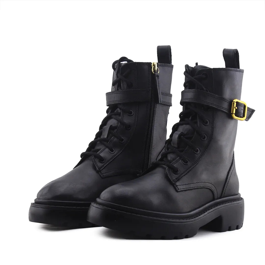 Zara Zipper Lace Up Buckle Strap Ankle Boot | 100% Authentic Leather