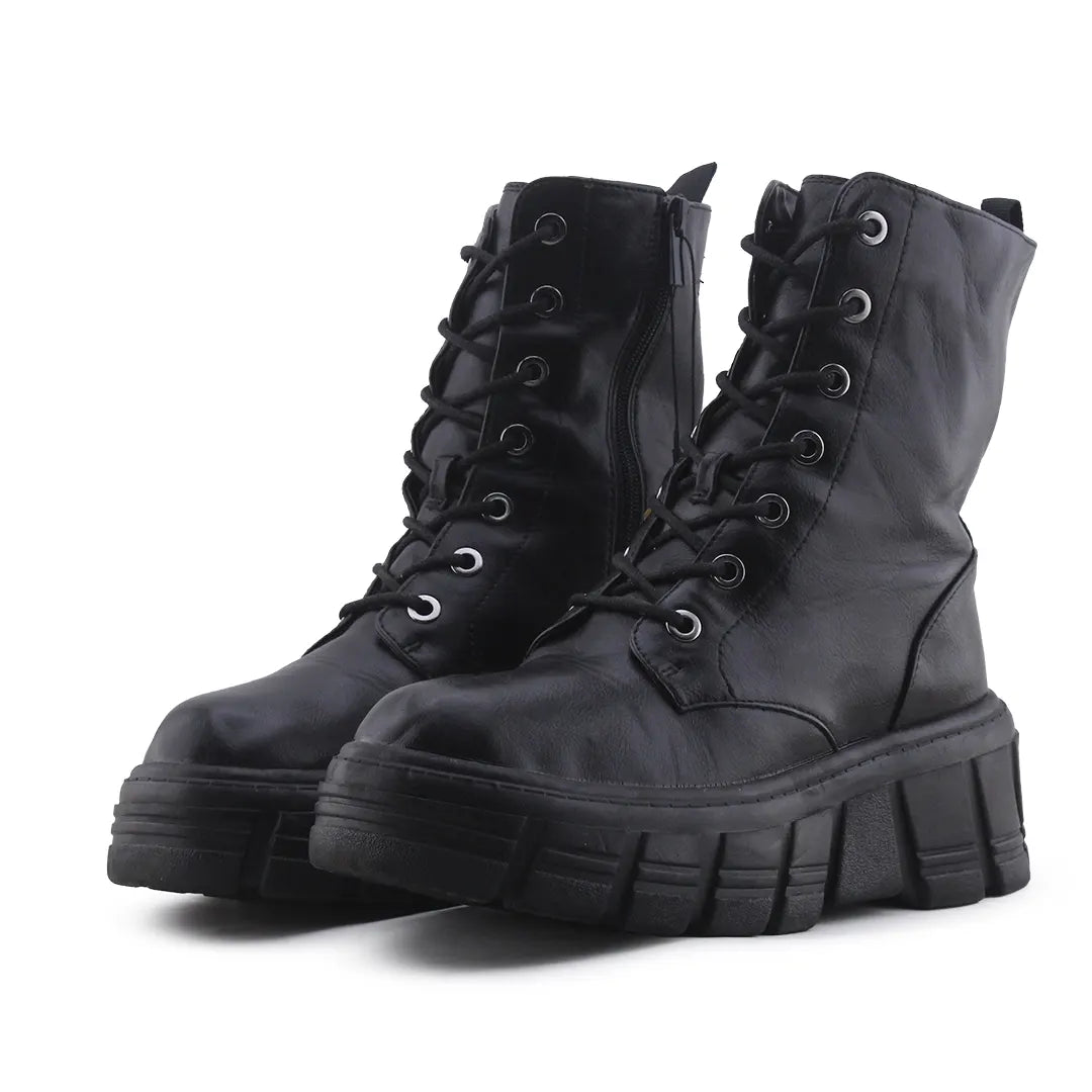 Stradivarius Zipper Lace Up Ankle Boot | 100% Authentic Leather