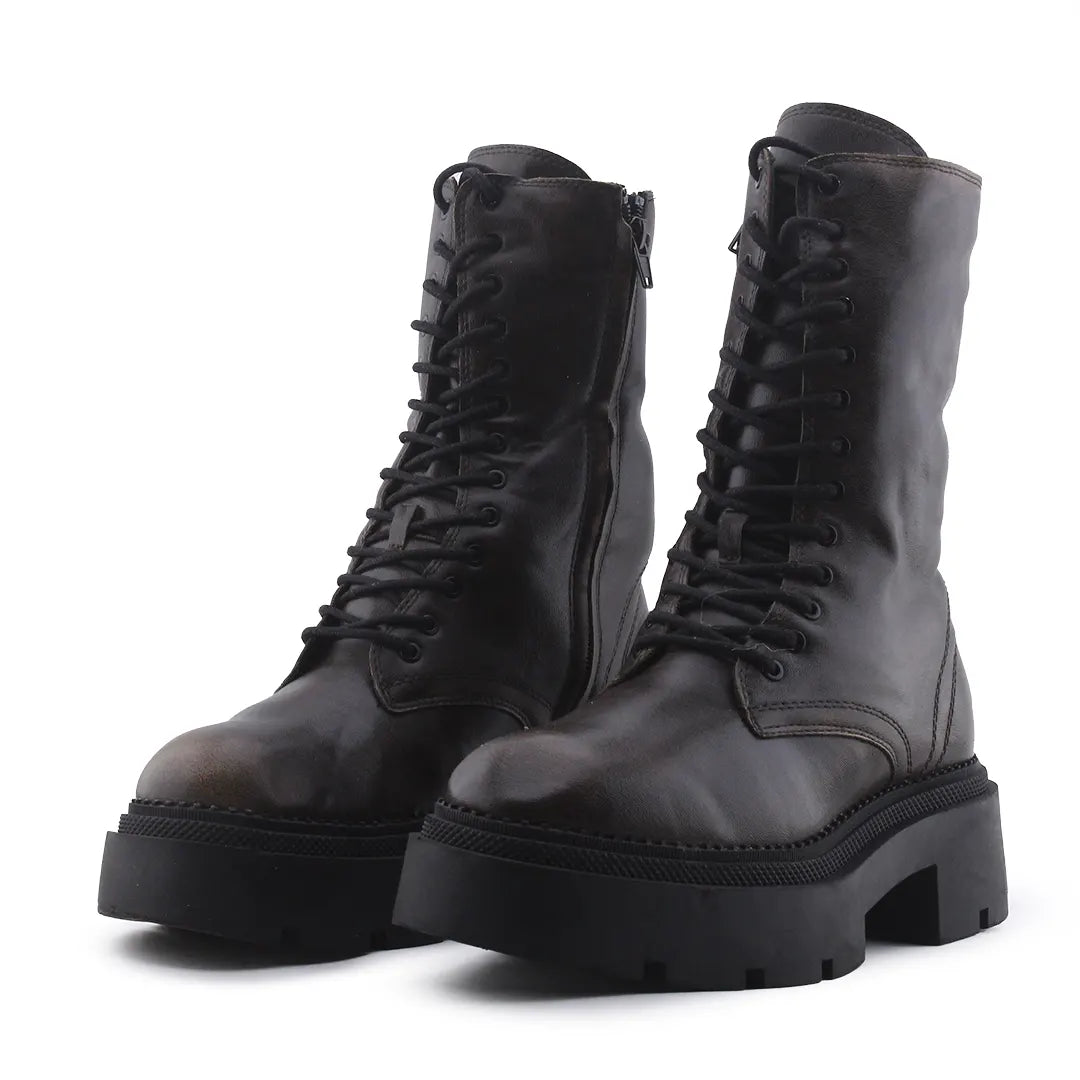 Zara Zipper Lace Up Ankle Boot | 100% Authentic Leather