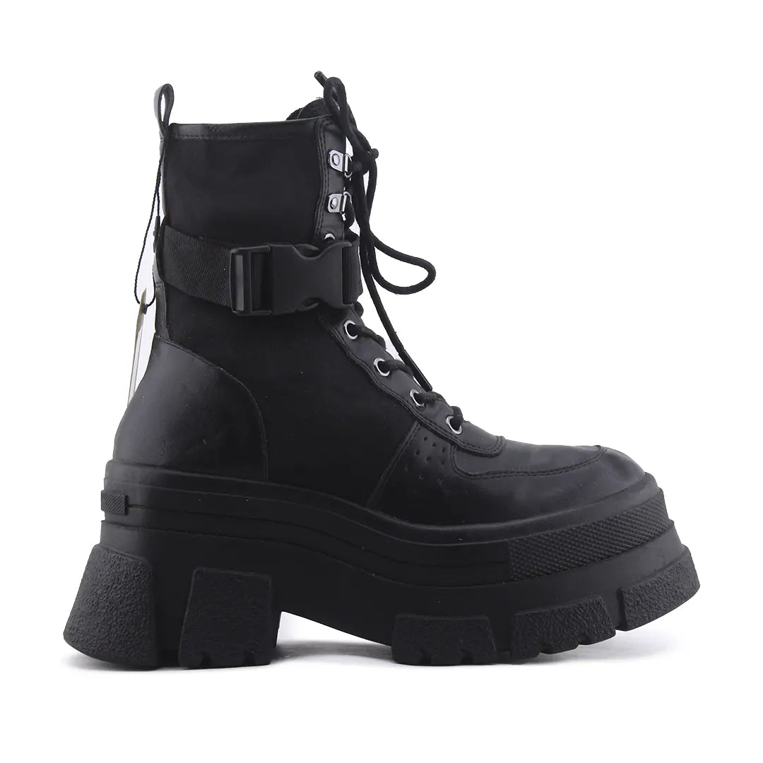 Stradivarius Zipper Buckle Strap Lace Up Ankle Boot | 100% Authentic Leather