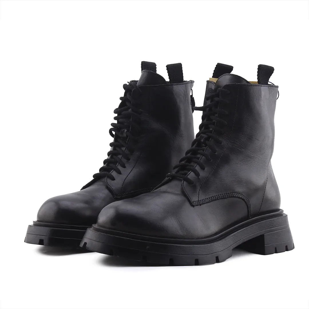 Zara Zipper Lace Up Ankle Boot | 100% Authentic Leather