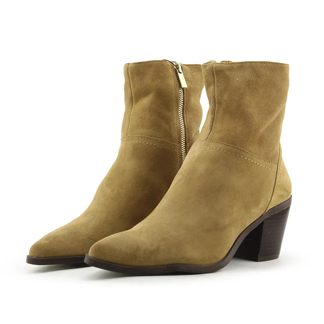 Stradivarius Zipper Suede Ankle Boot