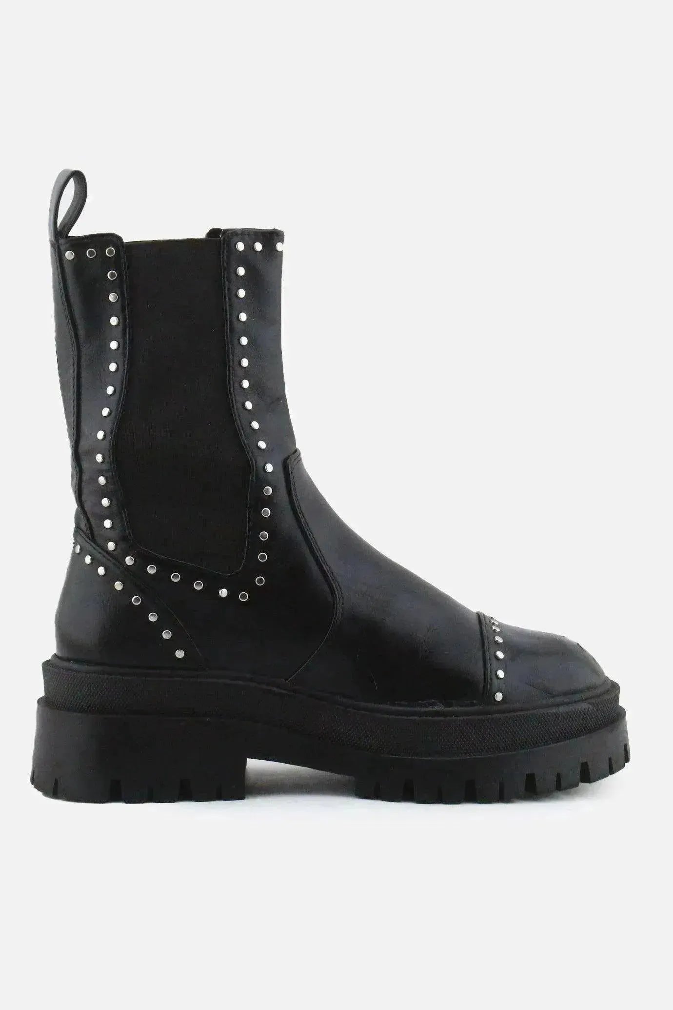 Stradivarius Stretchable Combat Ankle Boots | 100% Authentic Leather - sundaybazar