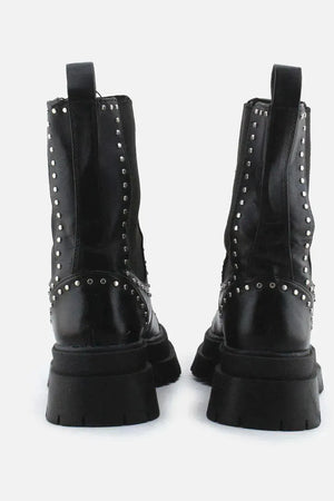 Stradivarius Stretchable Combat Ankle Boots | 100% Authentic Leather - sundaybazar