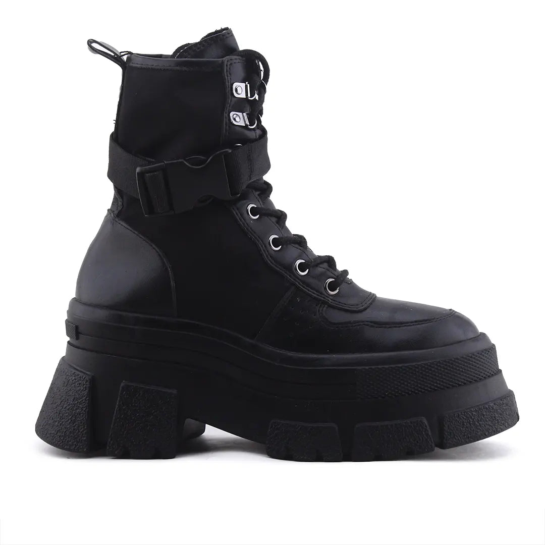 Stradivarius Zipper Lace Up Buckle Strap Ankle Boot | 100% Authentic Leather