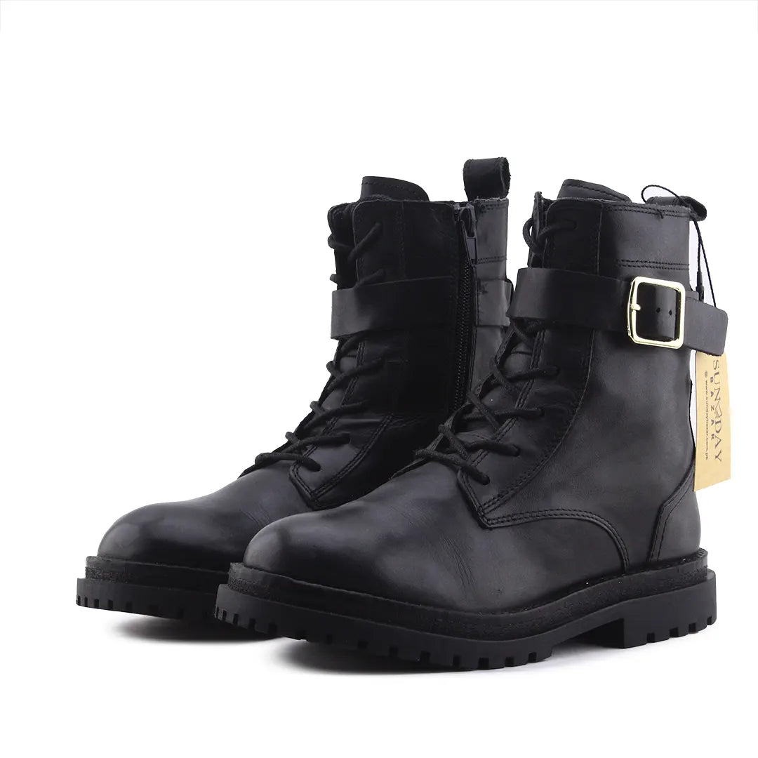 Zara Zipper Lace Up Buckle Strap Ankle Boot | 100% Authentic Leather