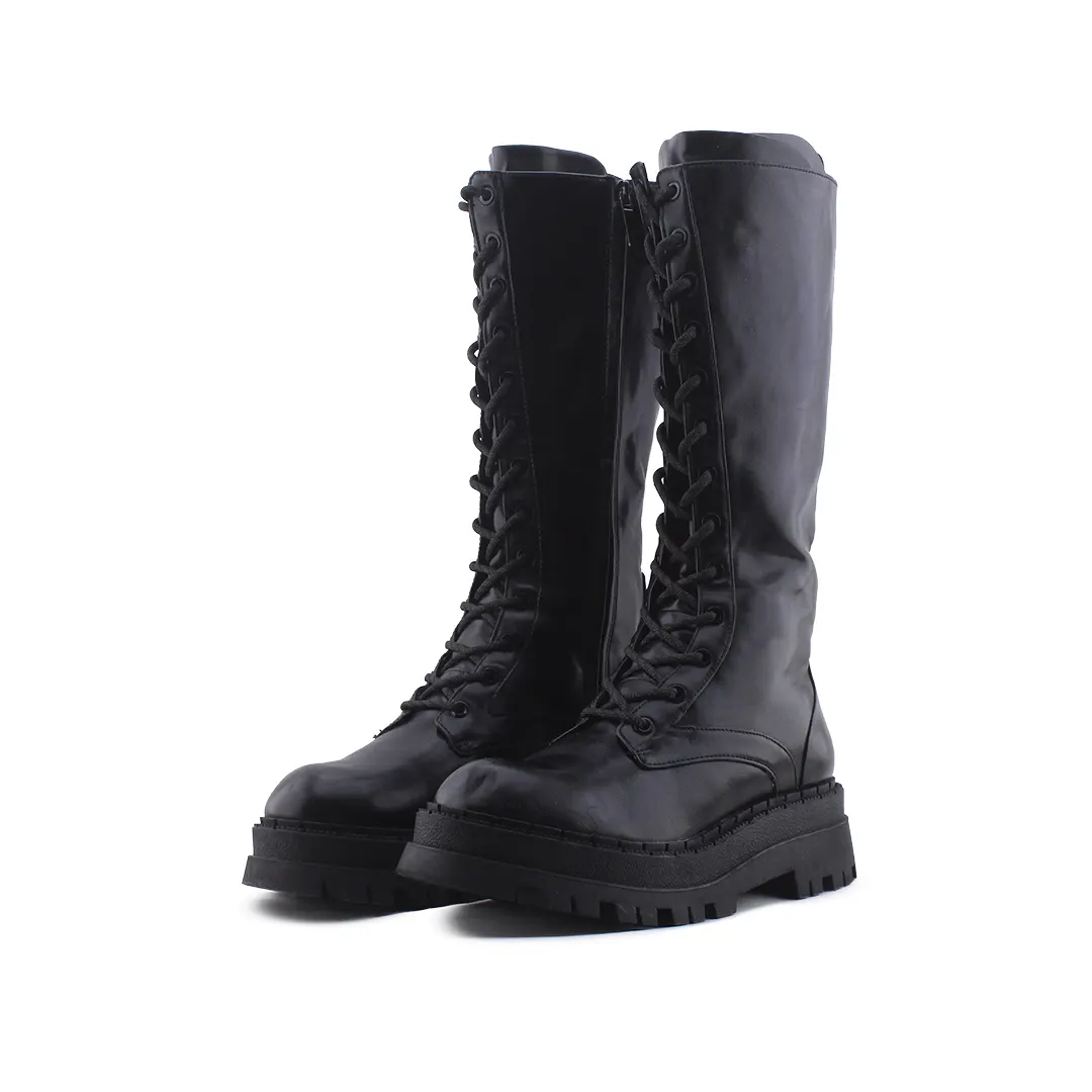 Zara Zipper Lace Up Knee High Boot | 100% Authentic Leather