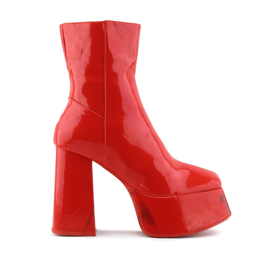 Bershka Zipper Patent Ankle Boot