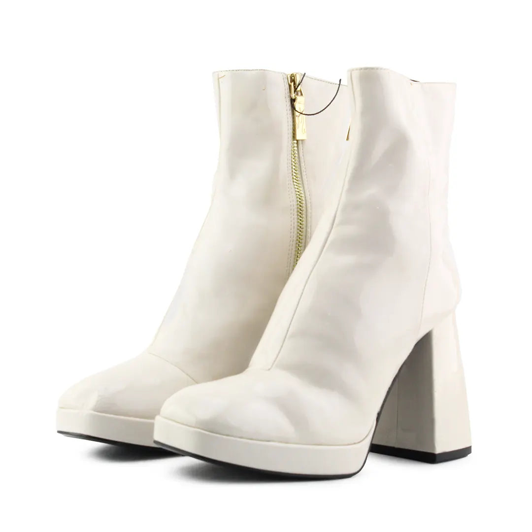 Bershka Zipper Patent Ankle Boot