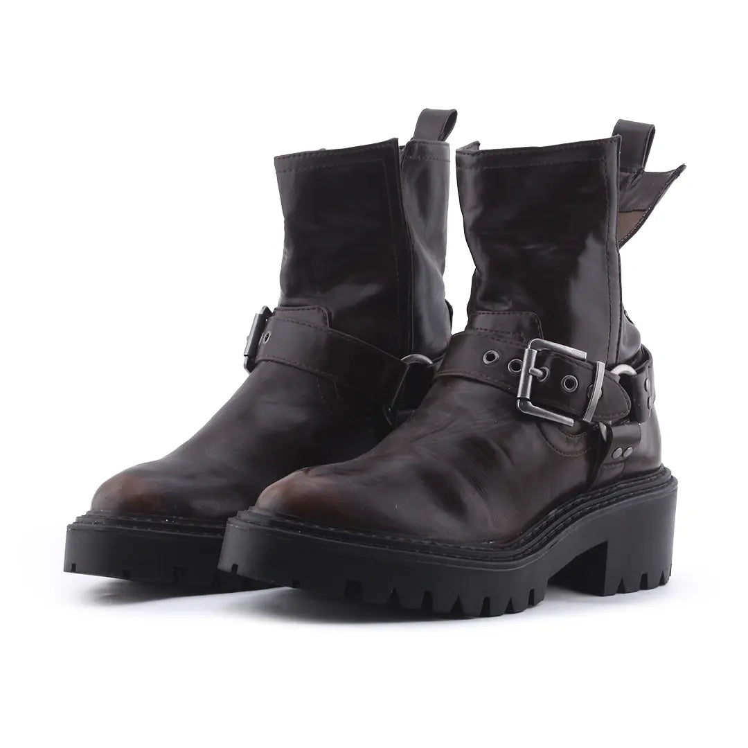 Stradivarius Buckle Strap Ankle Boot | 100% Authentic Leather