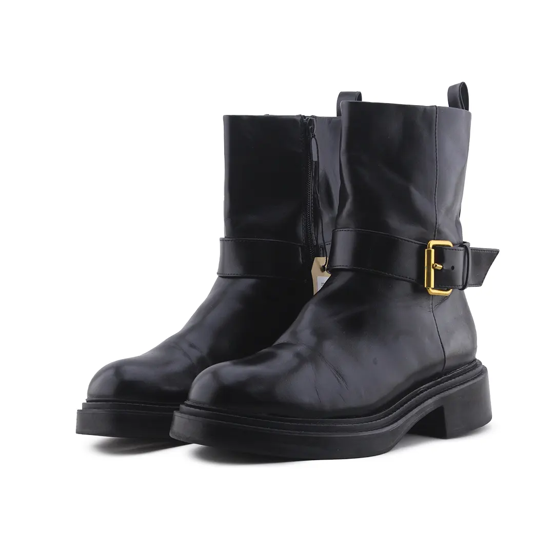 Zara Zipper Buckle Strap Ankle Boot | 100% Authentic Leather