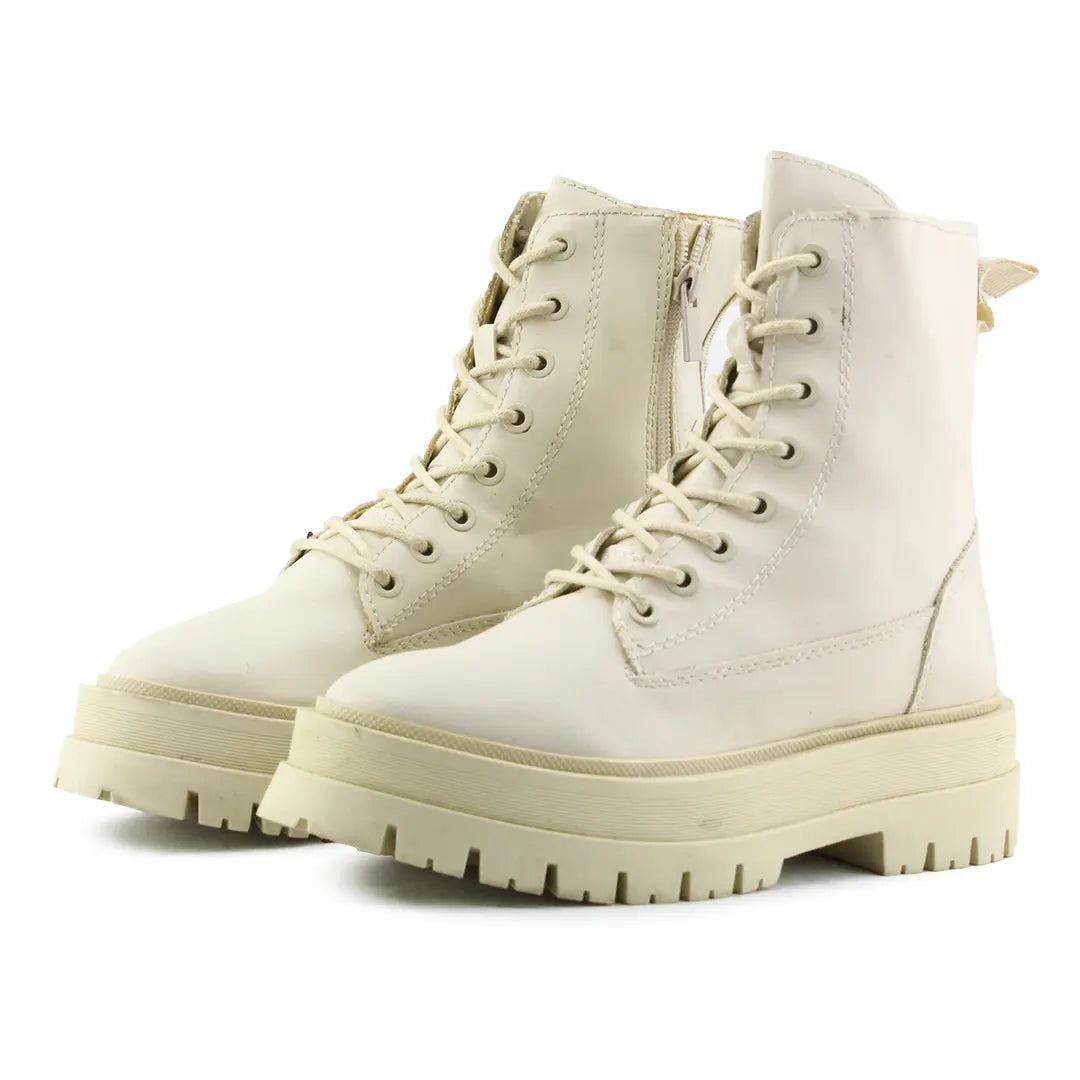 Stradivarius Zipper Lace Up Ankle Boot | 100% Authentic Leather