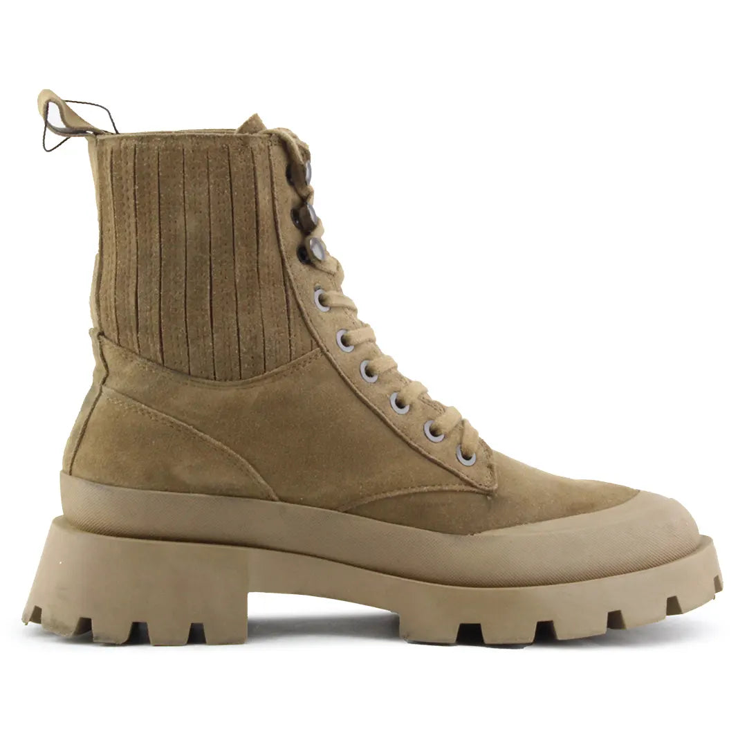 Zara Stretchable Lace Up Suede Ankle Boot