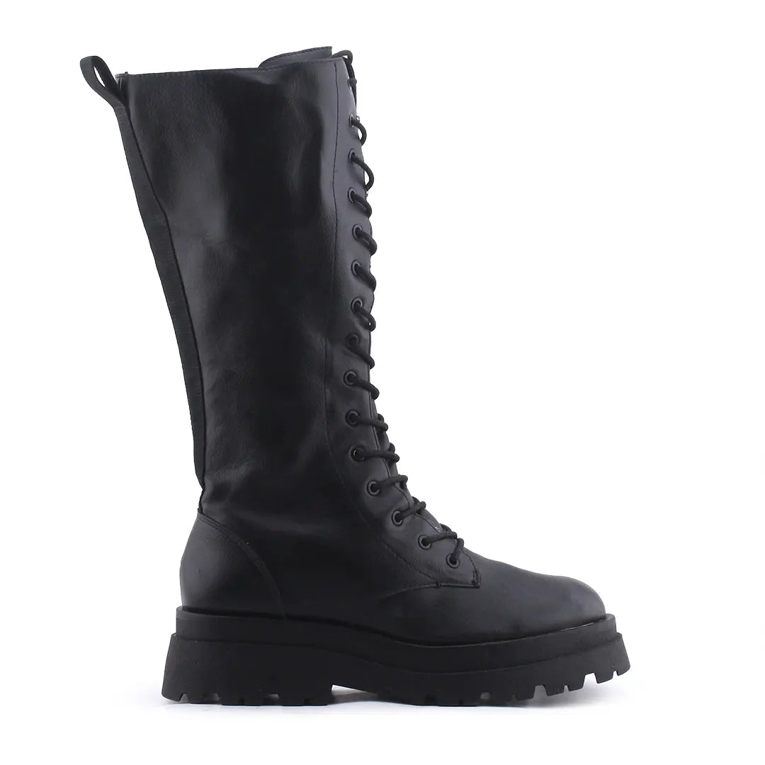 Stradivarius Zipper Lace Up Knee High Boot | 100% Authentic Leather