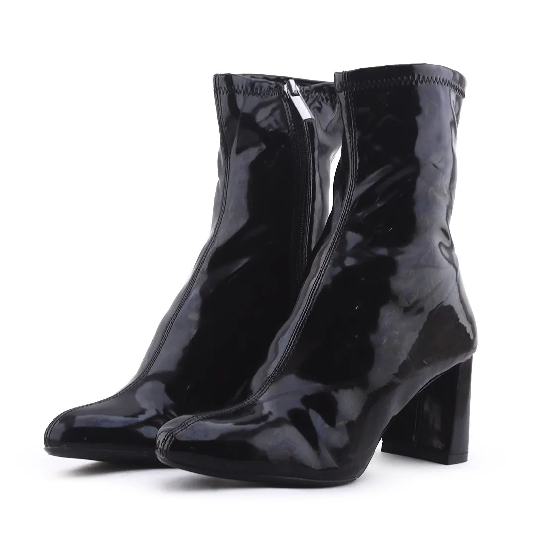 Bershka Zipper Patent Ankle Boot