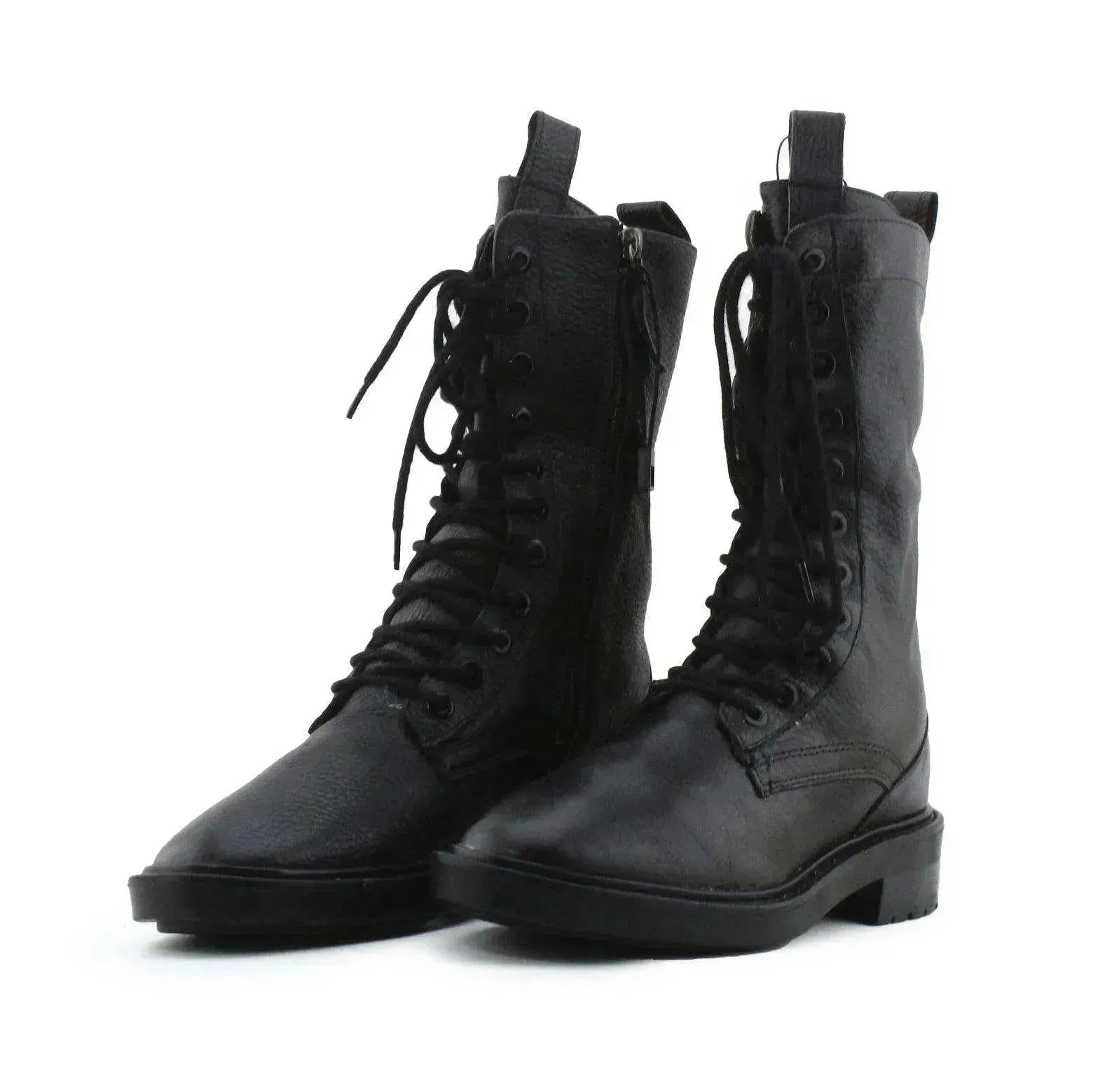 Zara Zipper Laces Combat Boots | 100% Authentic Leather - sundaybazar