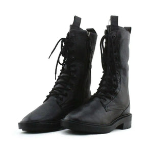Zara Zipper Laces Combat Boots | 100% Authentic Leather - sundaybazar