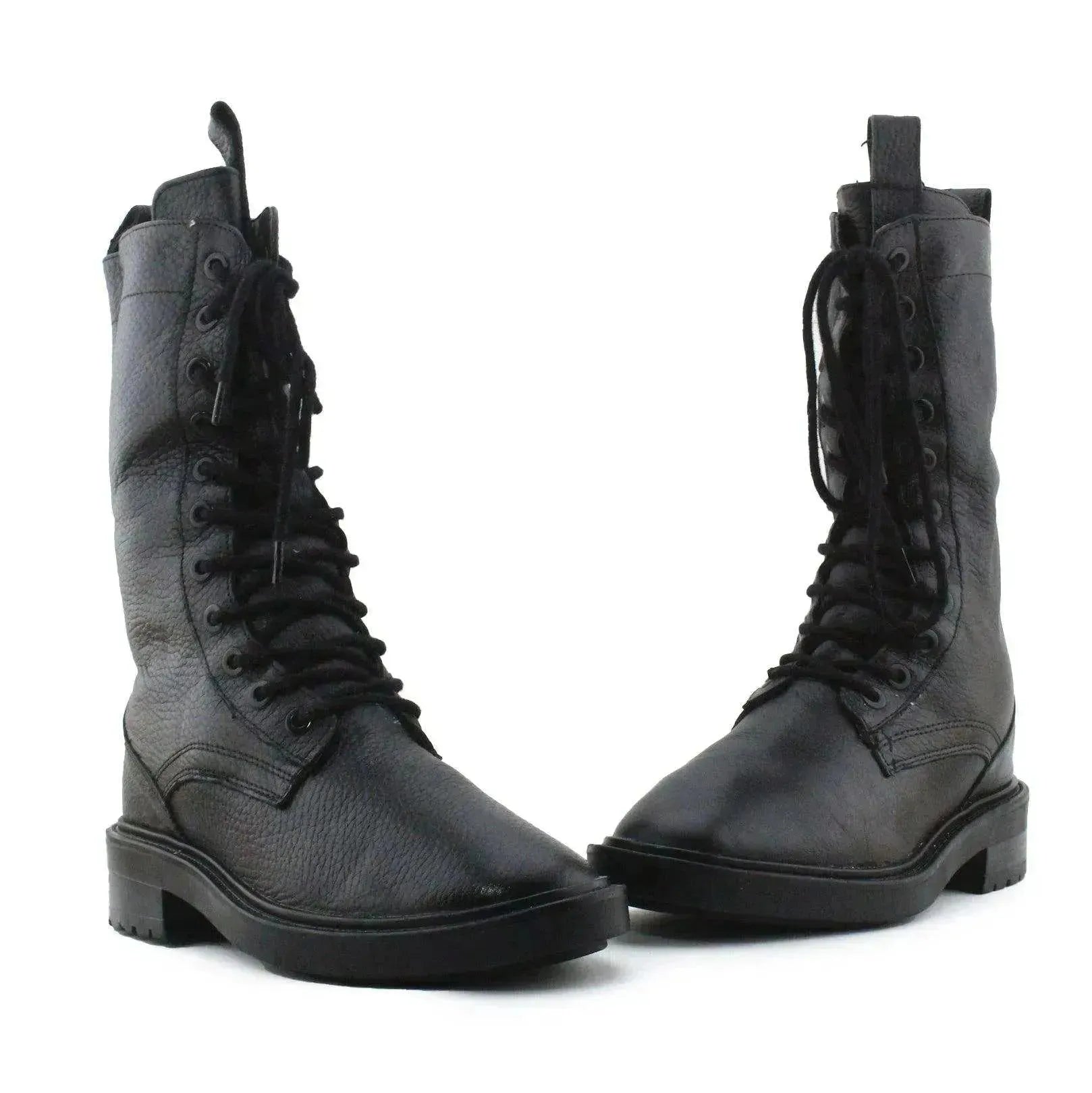 Zara Zipper Laces Combat Boots | 100% Authentic Leather - sundaybazar