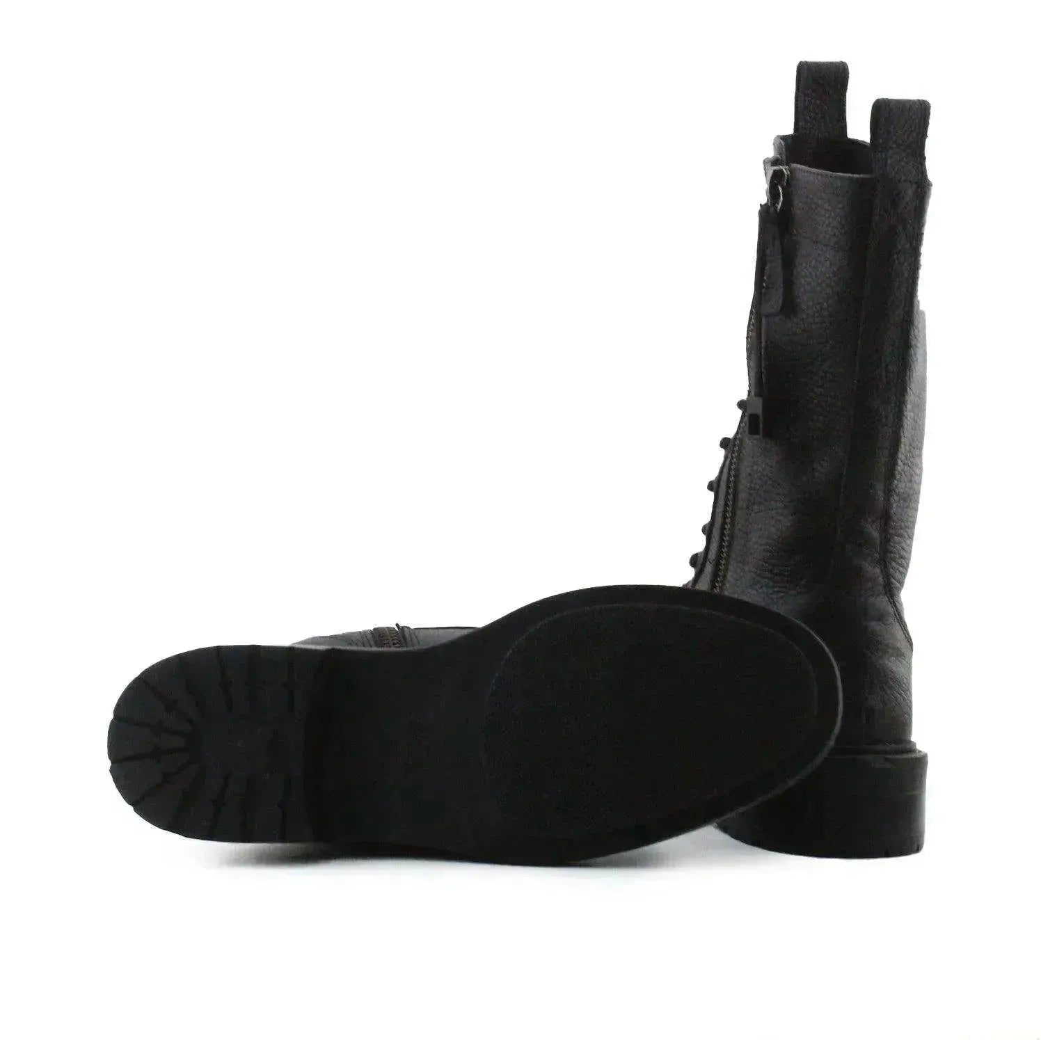 Zara Zipper Laces Combat Boots | 100% Authentic Leather - sundaybazar