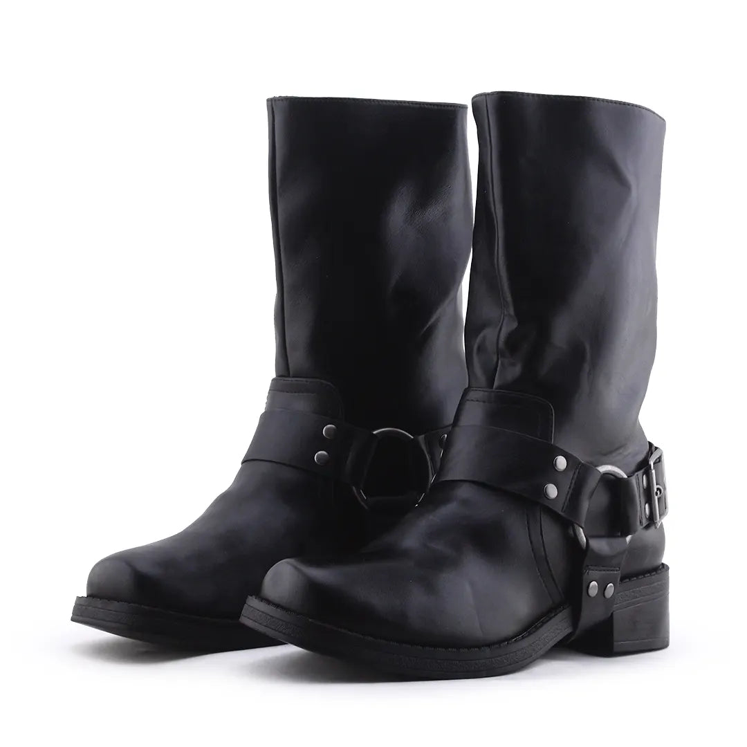 Pull & Bear Buckle Strap Ankle Boot | 100% Authentic Leather
