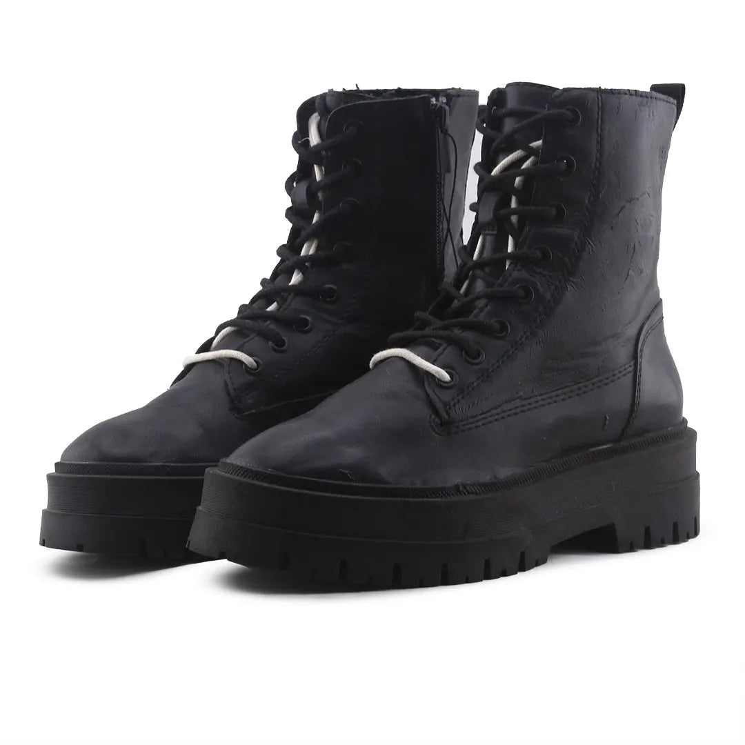 Stradivarius Zipper Lace Up Ankle Boot