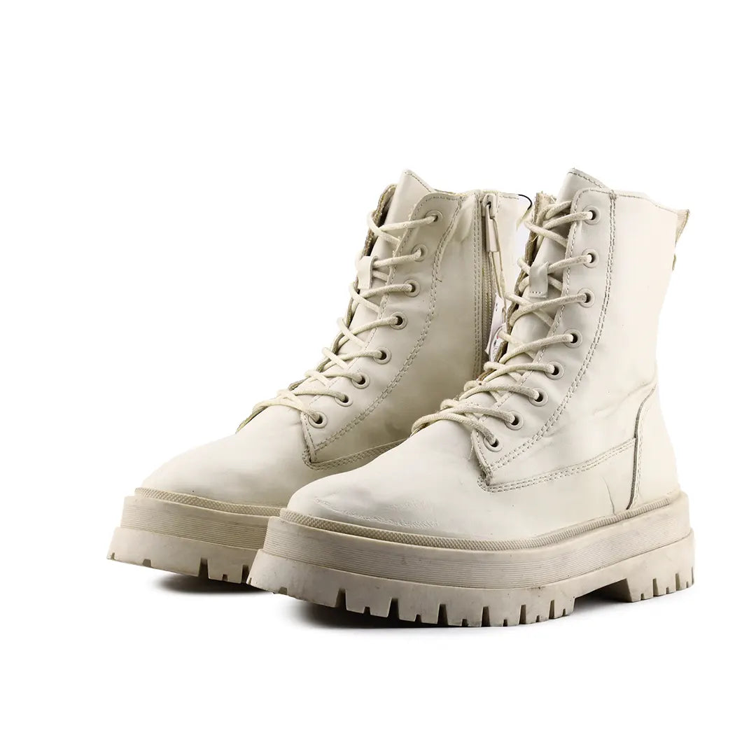 Stradivarius Zipper Lace Up Ankle Boot | 100% Authentic Leather