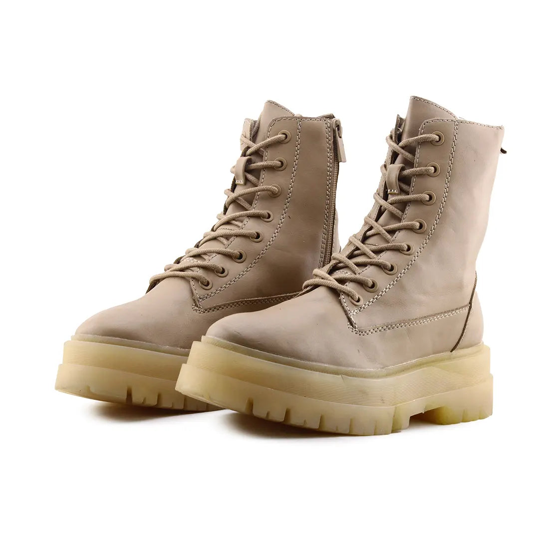 Stradivarius Zipper Lace Up Ankle Boot | 100% Authentic Leather