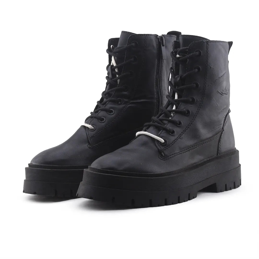 Stradivarius Zipper Lace Up Ankle Boot