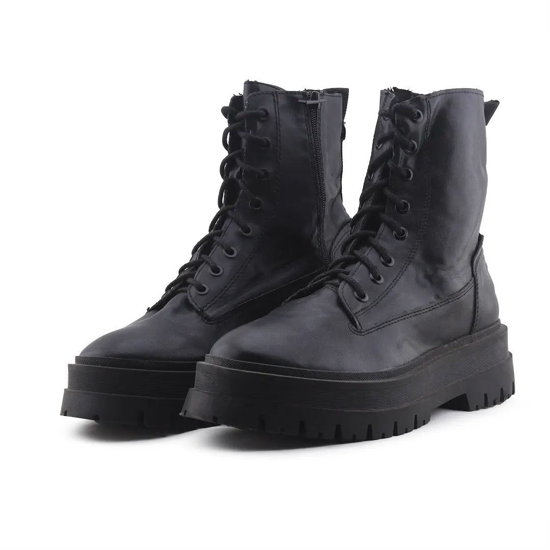 Stradivarius Zipper Lace Up Ankle Boot