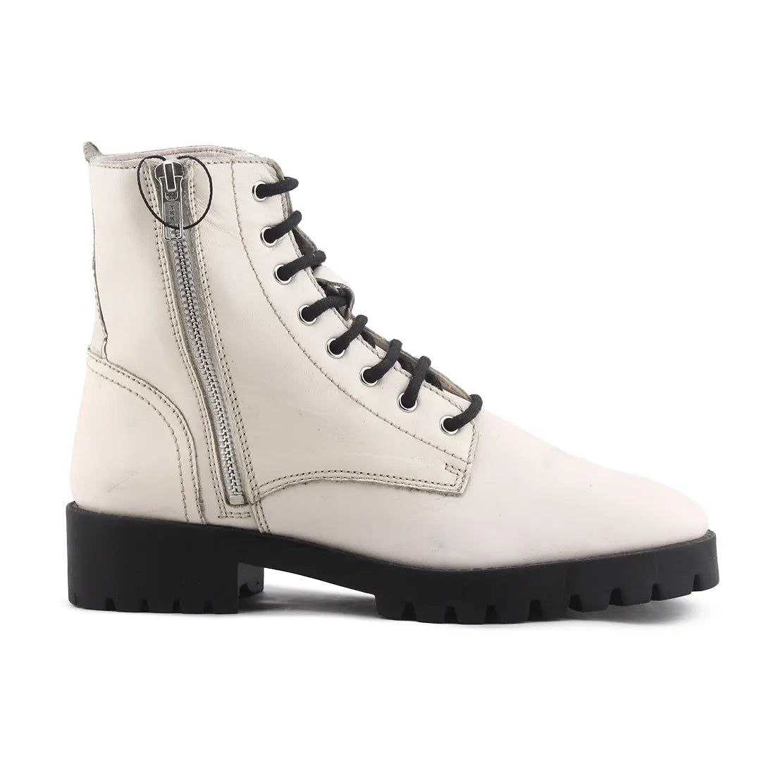 Mango Zipper Lace Up Ankle Boot | 100% Authentic Leather