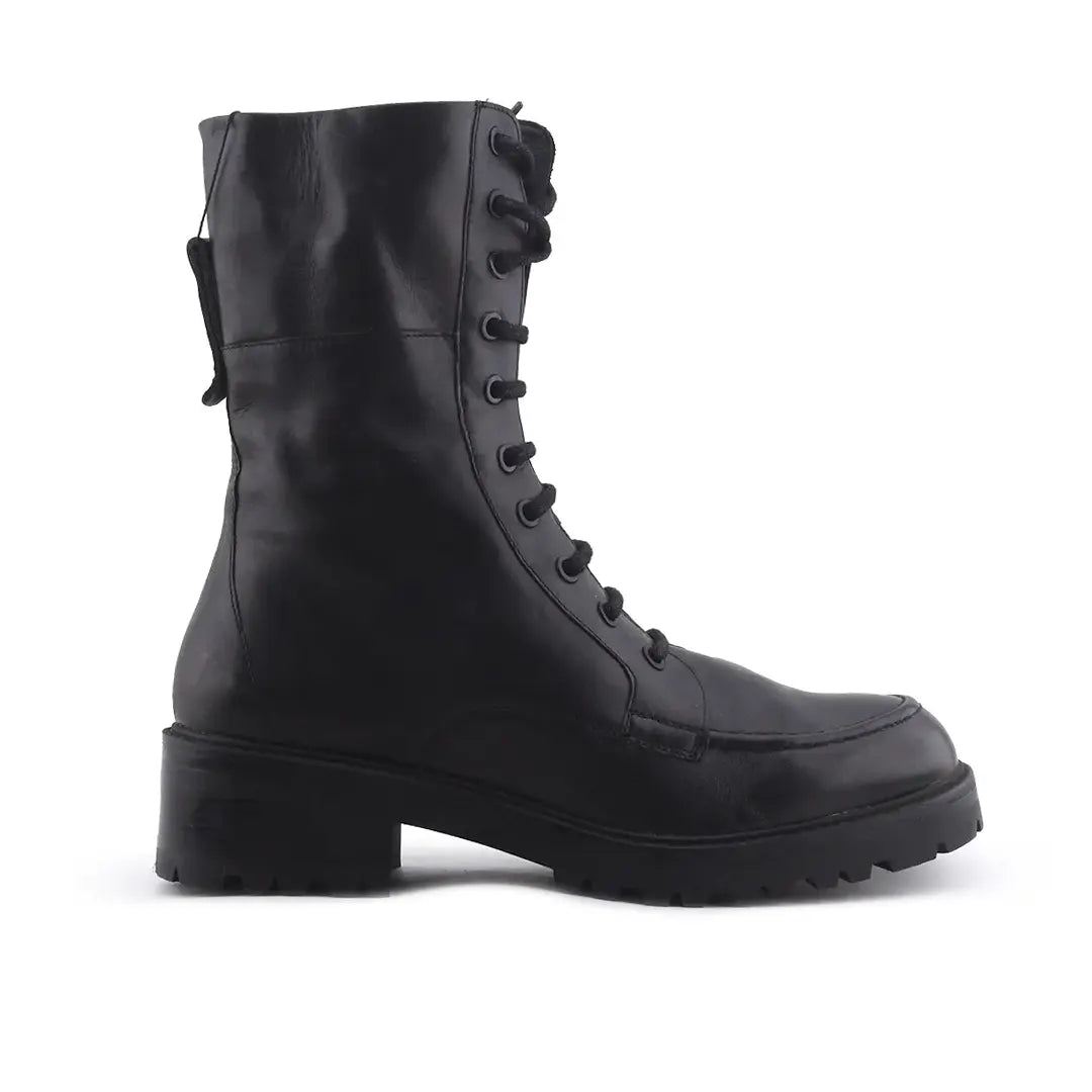 Massimo Dutti Zipper Lace Up Ankle Boot | 100% Authentic Leather